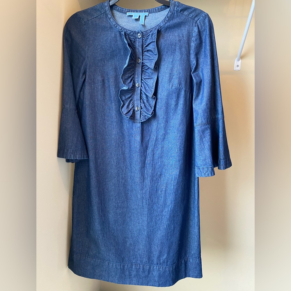 Draper James Chambray Ruffle Shift dress
